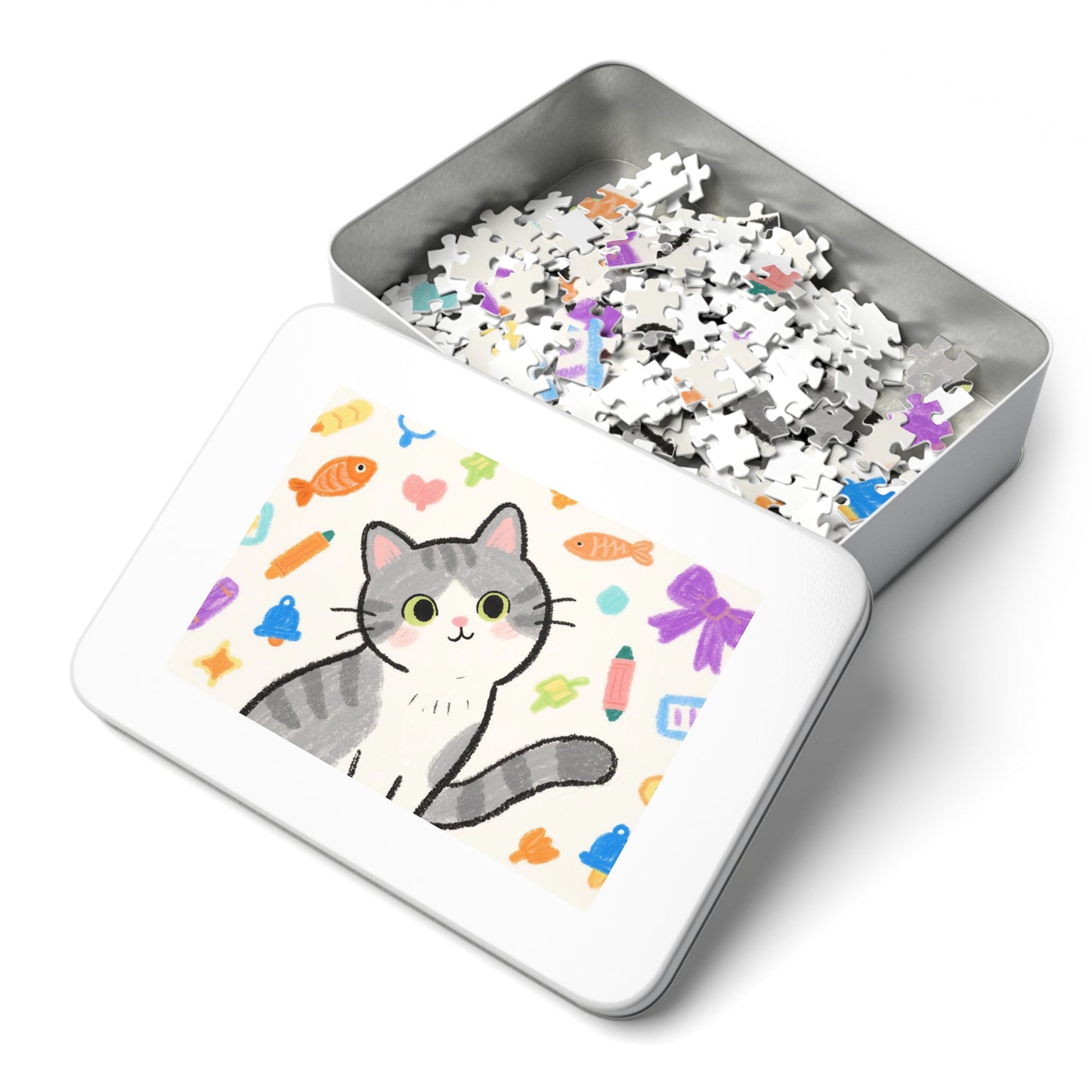 Cute Cat Jigsaw Puzzle with Tin - Fun for All Ages